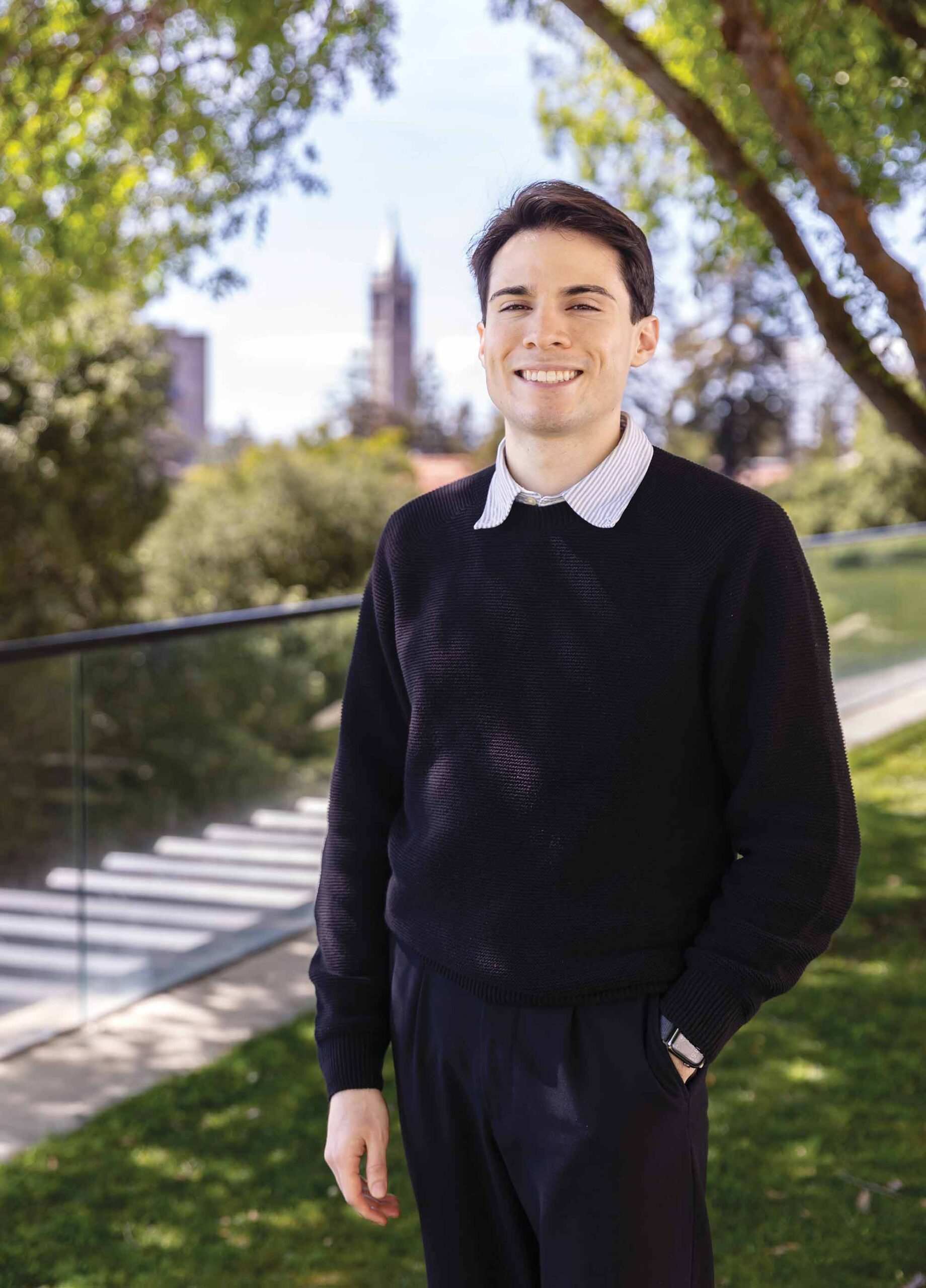 James Courser on the Berkeley campus, photographed for Berkeley Law Transcript